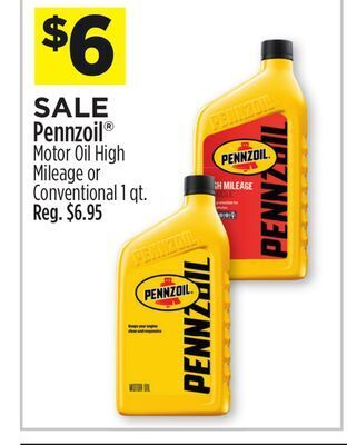Dollar General Pennzoil® motor oil high mileage or conventional offer