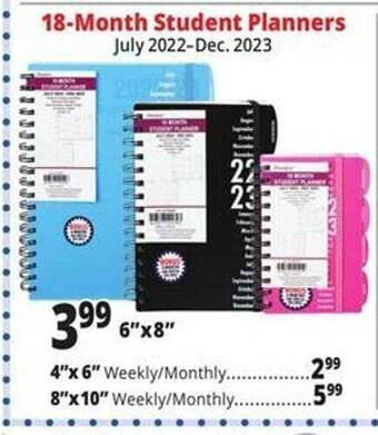 Ocean State Job Lot 18-month student planners offer