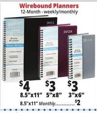 Ocean State Job Lot Wirebound planners offer