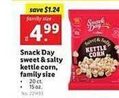 Lidl Snack day sweet & salty kettle corn, family size offer