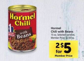 Safeway Hormel chili with beans offer