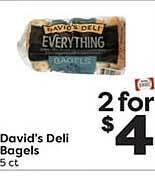 Weis Markets David's deli bagels offer