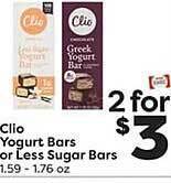 Weis Markets Clio yogurt bars or less sugar bars offer