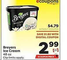 Weis Markets Breyers ice cream offer