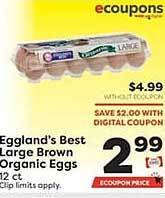 Weis Markets Eggland's best large brown organic eggs offer