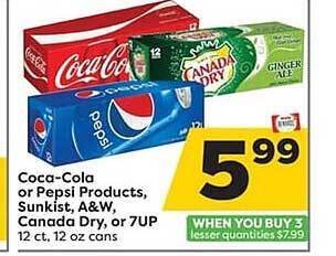 Weis Markets Coca-cola or pepsi products, sunkist, a&w canada dry or 7up offer