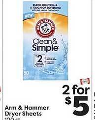 Weis Markets Arm & hammer dryer sheets offer