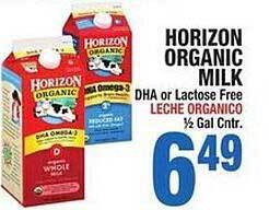 Bravo Supermarkets Horizon organic milk offer