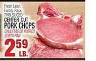Bravo Supermarkets Center cut pork chops offer
