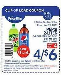 Price Rite Pepsi 2-liter offer