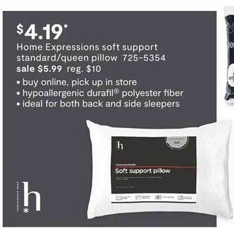 JC Penney Home expressions soft support standard queen pillow offer