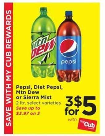 Cub Foods Pepsi diet pepsi mtn dew or sierra mist offer