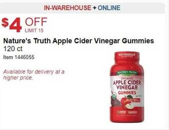 Costco Nature's truth apple cider vinegar gummies offer