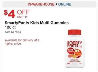 Costco Smartypants kids multi gummies 180 ct offer