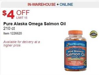 Costco Pure alaska omega salmon oil 210 ct offer