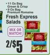 Super Fresh Fresh express salads offer
