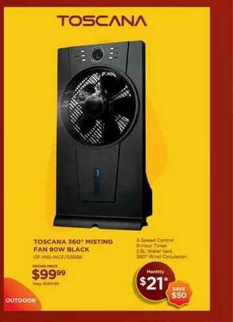 Curacao Toscana 360º Misting Fan 90W Black offer