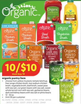 Lidl organic pantry item offer