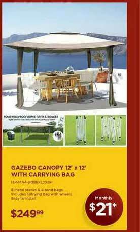 Gazebo Canopy 12' X 12' With Carrying Bag