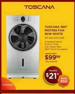 Curacao Toscana 360º Misting Fan 90W White offer
