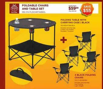 Curacao Folding Table With Carrying Case | Black + 4 Black Folding Chairs offer