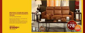 Broadway Power Reclining Sofa With Power Headrests Orange