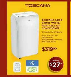 Curacao Toscana 5,000 BTU-H White Portable Air Conditioner offer