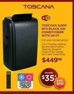 Curacao Toscana 8,000 BTU Black Air Conditioner With Wi-Fi offer