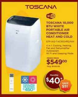 Curacao Toscana 10,000 BTU White Portable Air Conditioner Heat And Cold offer