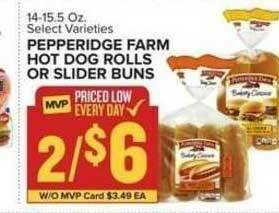 Food Lion Pepperidge Farm Hot Dog Rolls Or Slider Buns offer