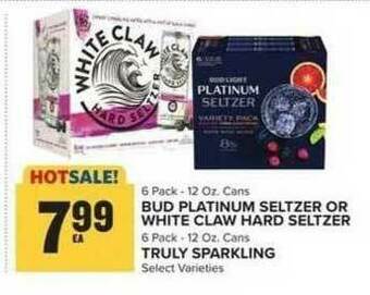 Food Lion Bud Platinum Seltzer Or White Claw Hard Seltzer offer