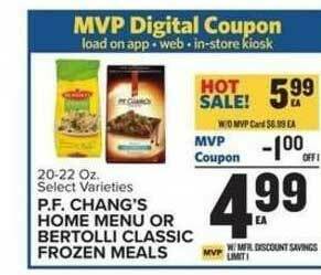 Food Lion P.F. Chang's Home Menu Or Bertolli Classic Frozen Meals offer