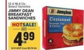 Food Lion Jimmy Dean Breakfast Sandwiches offer