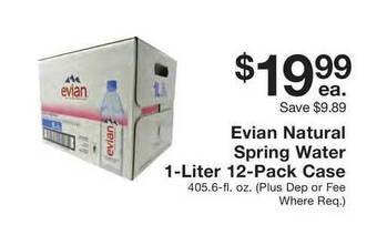 Fairway Store Market Evian Natural Spring Water 1-Liter 12-Pack Case offer