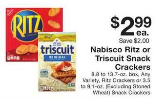 Fairway Store Market Nabisco Ritz Or Triscuit Snack Crackers offer