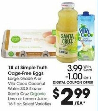 Kroger Simple Truth Cage-Free Eggs offer