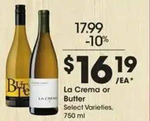 Kroger La Crema or Butter 750ml offer