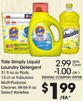 Kroger Tide Simply Liquid Laundry Detergent offer