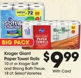 Kroger Kroger Giant Paper Towel Rolls offer