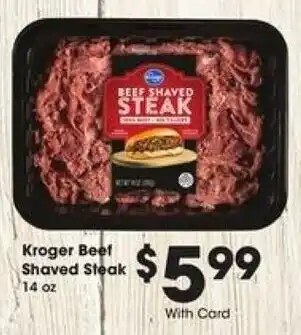 Kroger Kroger Beef Shaved Steak 14 oz offer