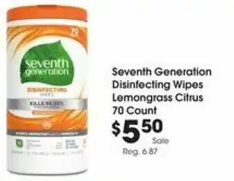 Kroger Seventh Generation Disinfecting Wipes Lemongrass Citrus offer