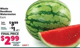 Family Fare Whole Seedless Watermelon offer