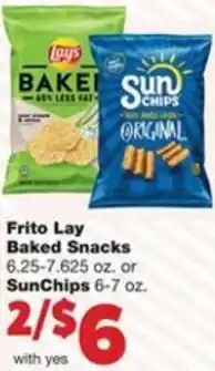 Family Fare Frito Lay Baked Snacks 6.25-7.625 oz or SunChips 6-7 oz offer