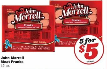 Family Fare John Morrell Meat Franks 12 oz offer