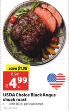 Lidl USDA Choice Black Angus chuck roast offer