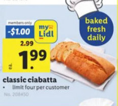 Lidl classic ciabatta offer