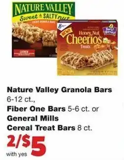 Family Fare Nature Valley Granola Bars 6-12CT., Fiber One Bars 5-6ct or General Mills Cereal Treat Bars offer