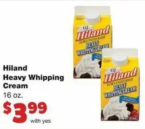 Family Fare Hiland Heavy Whipping Cream 16 oz offer