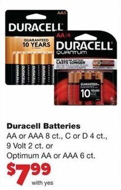Family Fare Duracell Batteries offer