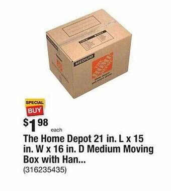 The Home Depot The home depot 21 in. l x 15 in. w x 16 in. d medium moving box with han... offer